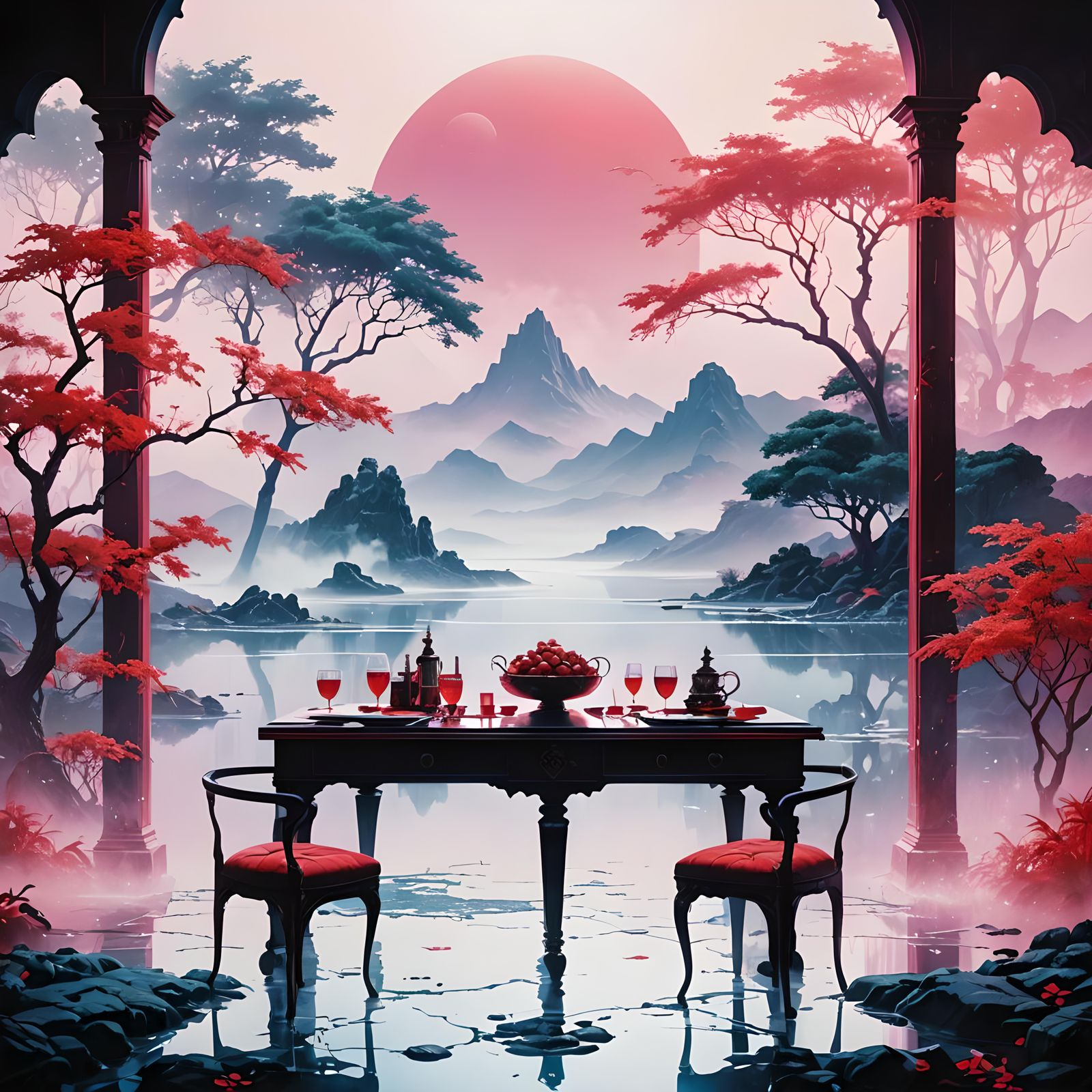 Red Eyes and Feet in the Water