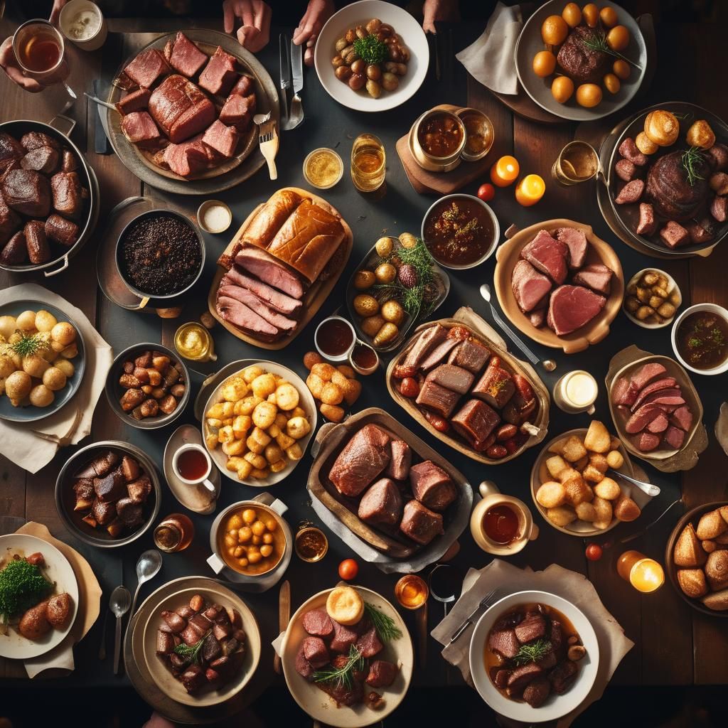 Golden Table of Roasts: A Cinematic Still Life