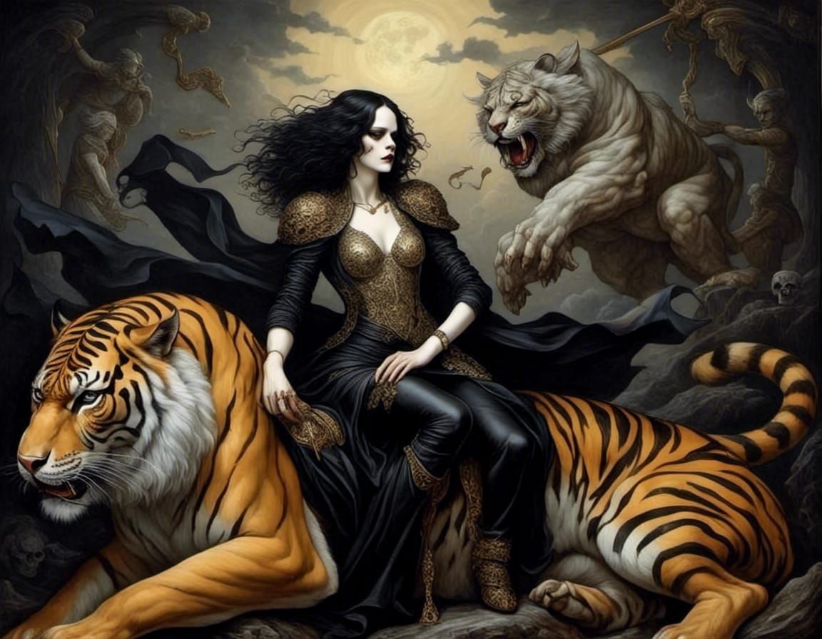Lady Death Rides a Tiger in Dreamscape