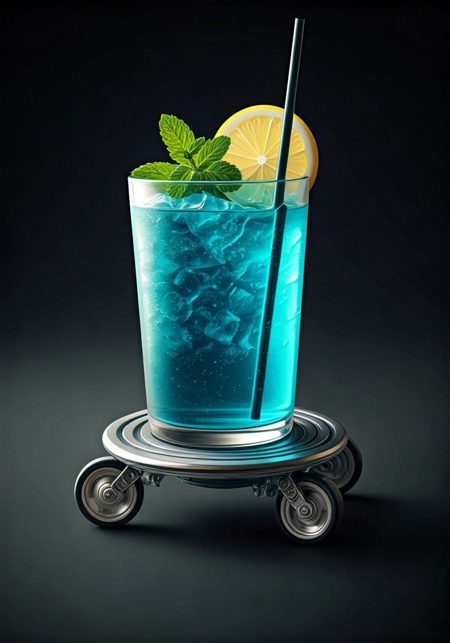 Retro Futuristic Glass on Metallic Coaster