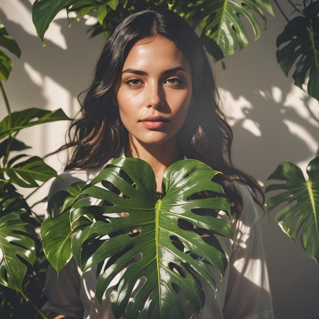 Philodendron Shadow and Light on Woman: Professional Photogr...