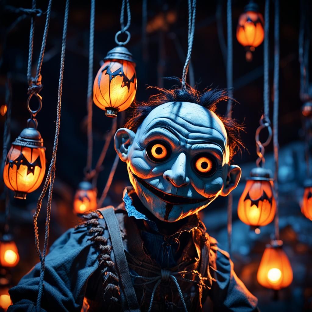 Creepy Puppet in Abandoned Carnival: Dark Fantasy Art