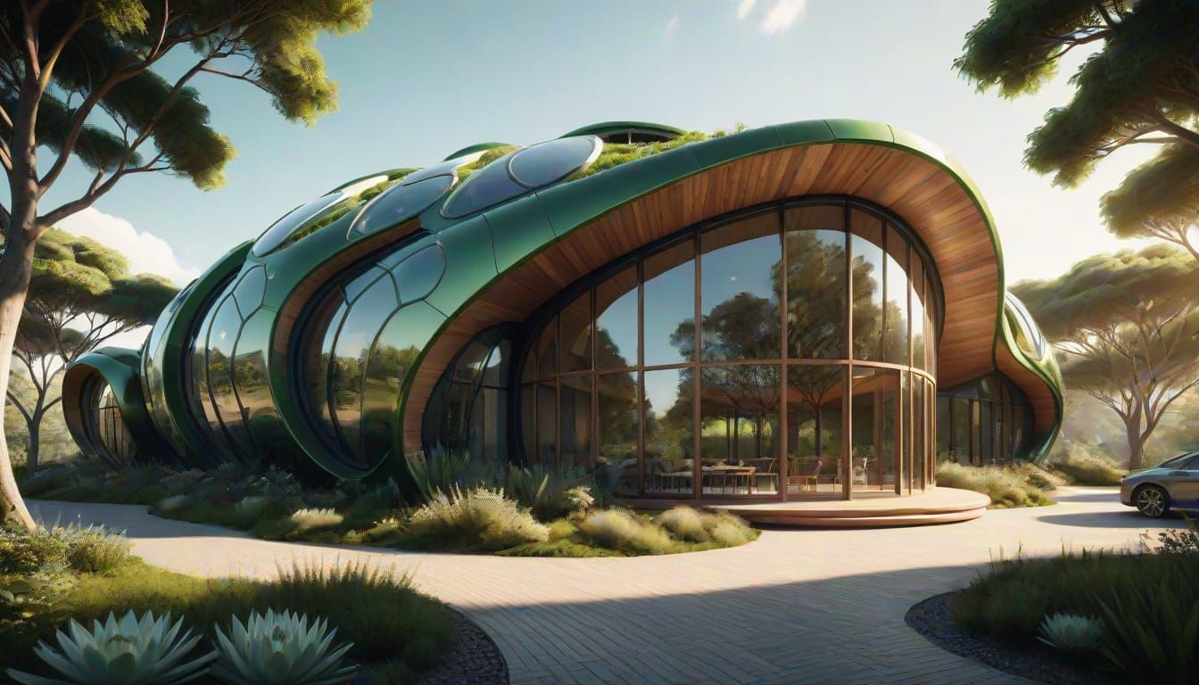 Futuristic Protea-Inspired Architecture with Organic Curves