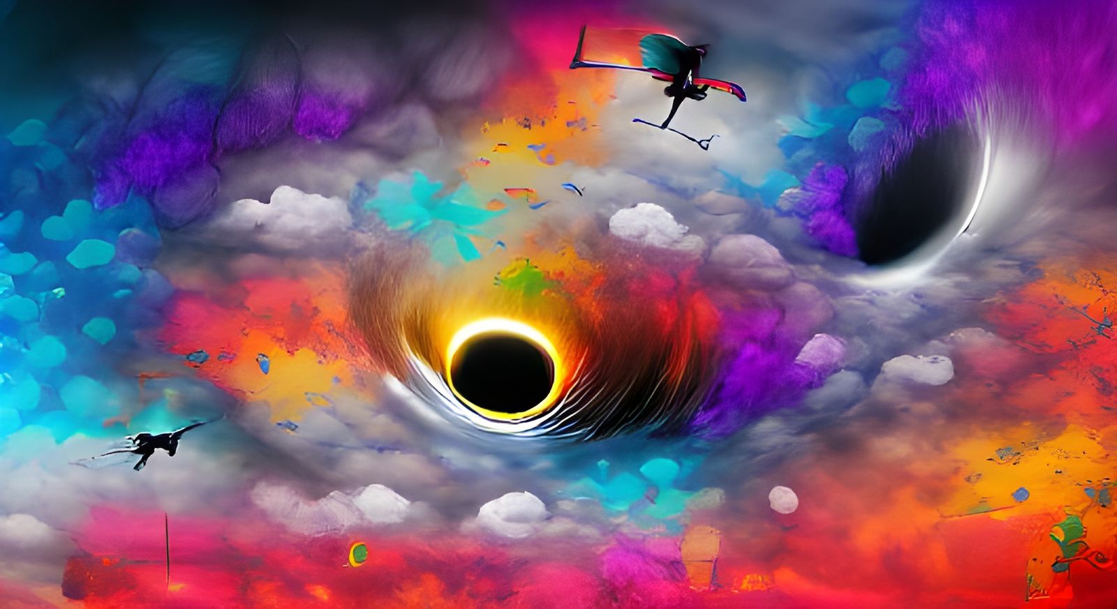 Colorful Holographic Black Hole Digital Illustration