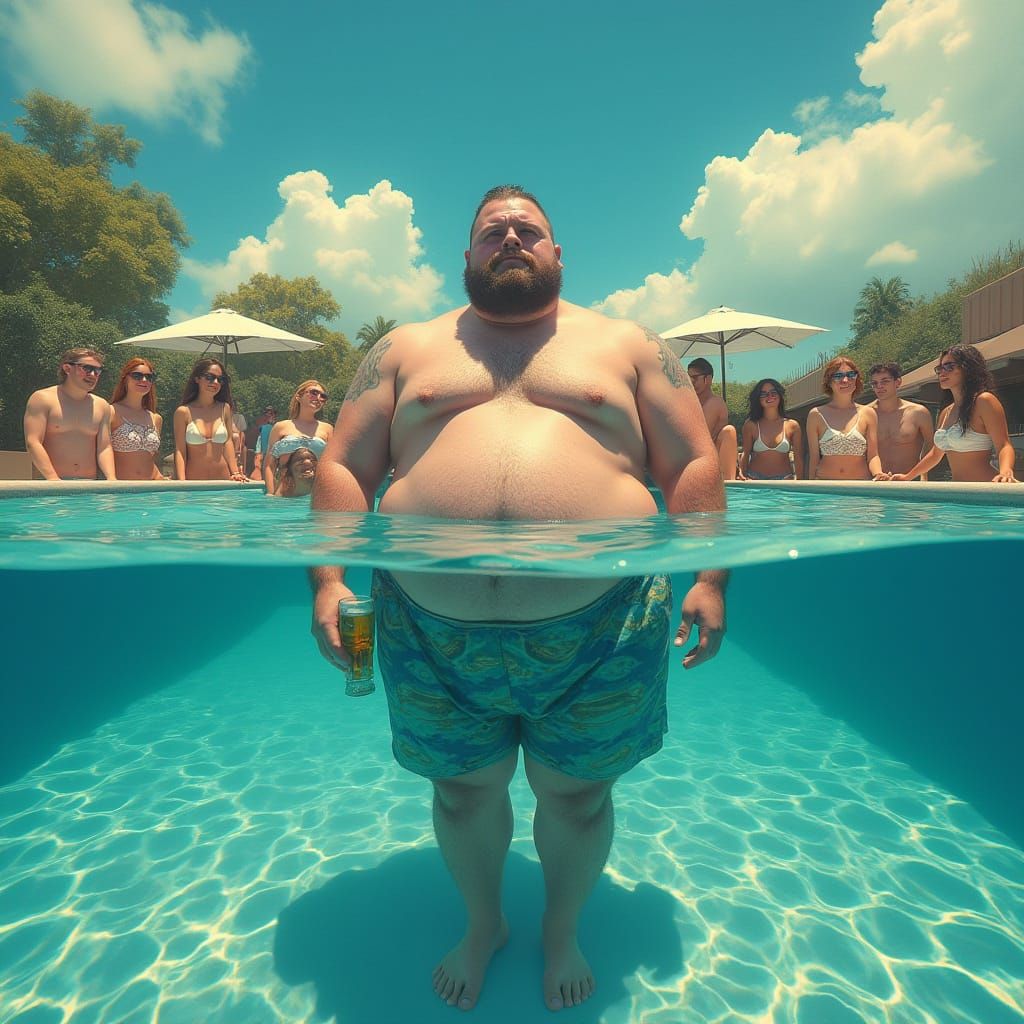 Classical Greek God Enjoying Beer in Paradise