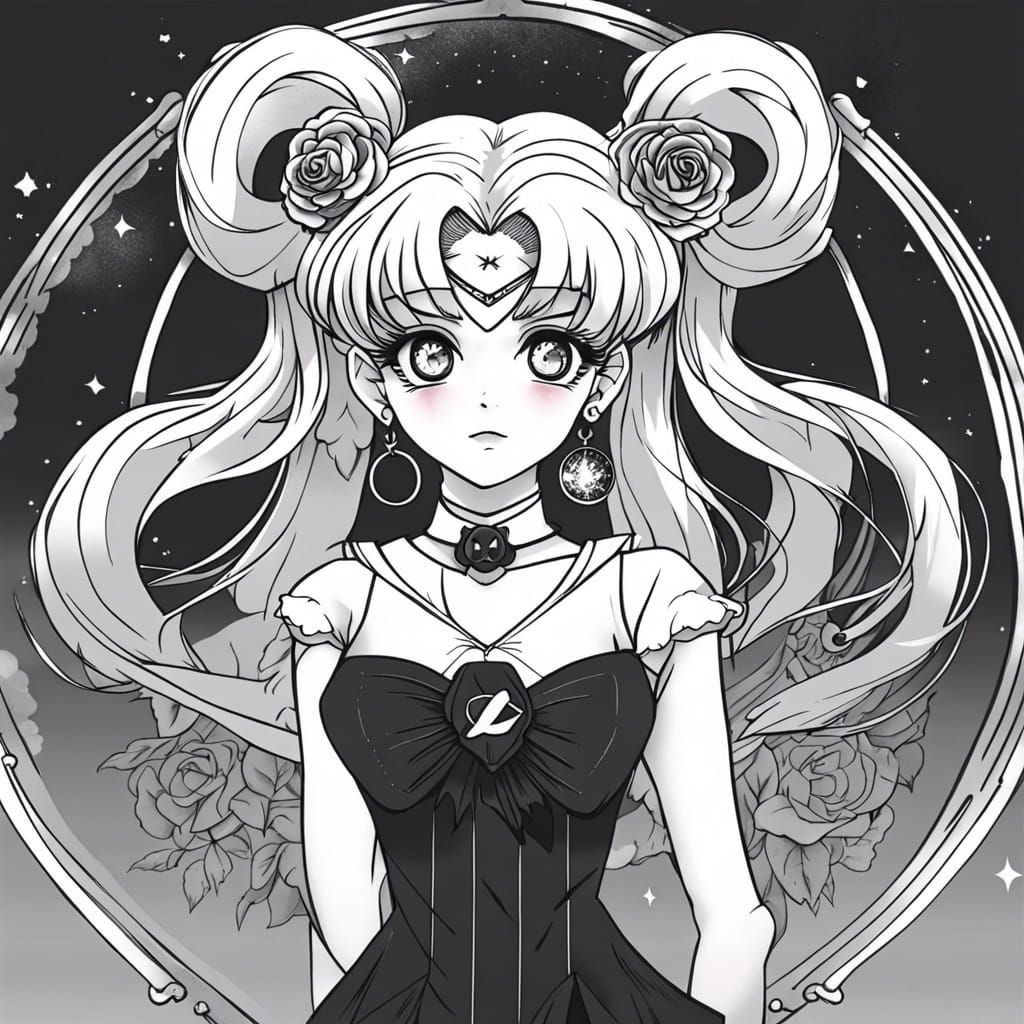 Gothic Sailor Moon Portrait in Anime Style
