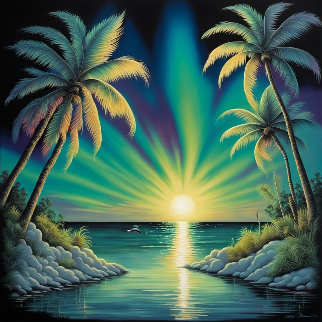 Florida Key West in Retro Airbrush Style