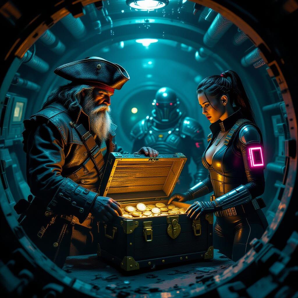 Trio Inspects Alien Treasure in Submersible