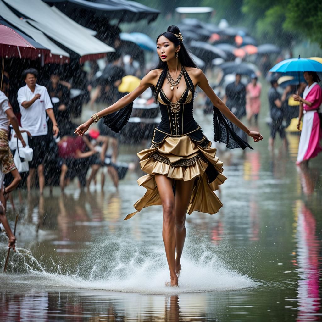 Ainu Supermodel Dancing in Thailand Hailstorm