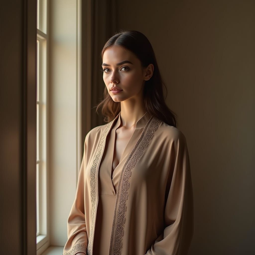 Hyper Realistic Portrait of a Woman in Elegant Abaya