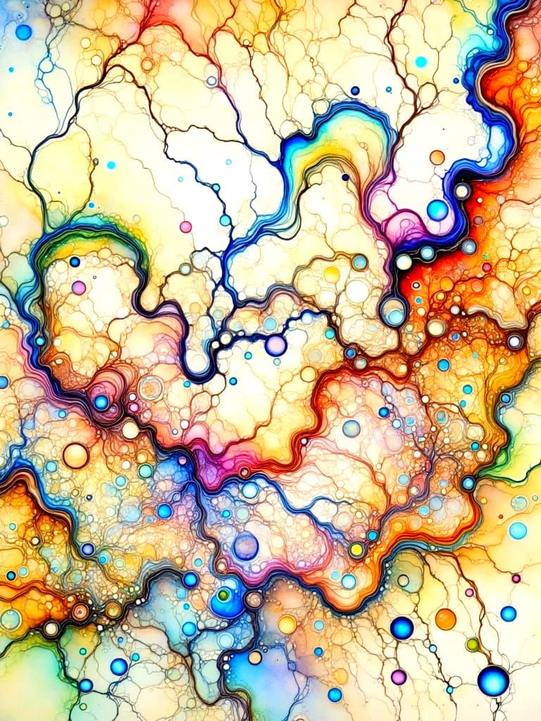 Surreal Fantasy Artwork with Intricate Line Drawing