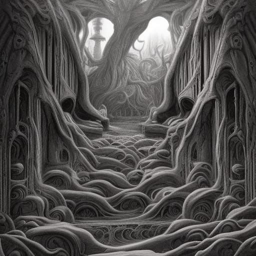 Escher-esque Dreamscape of Primordial Deities