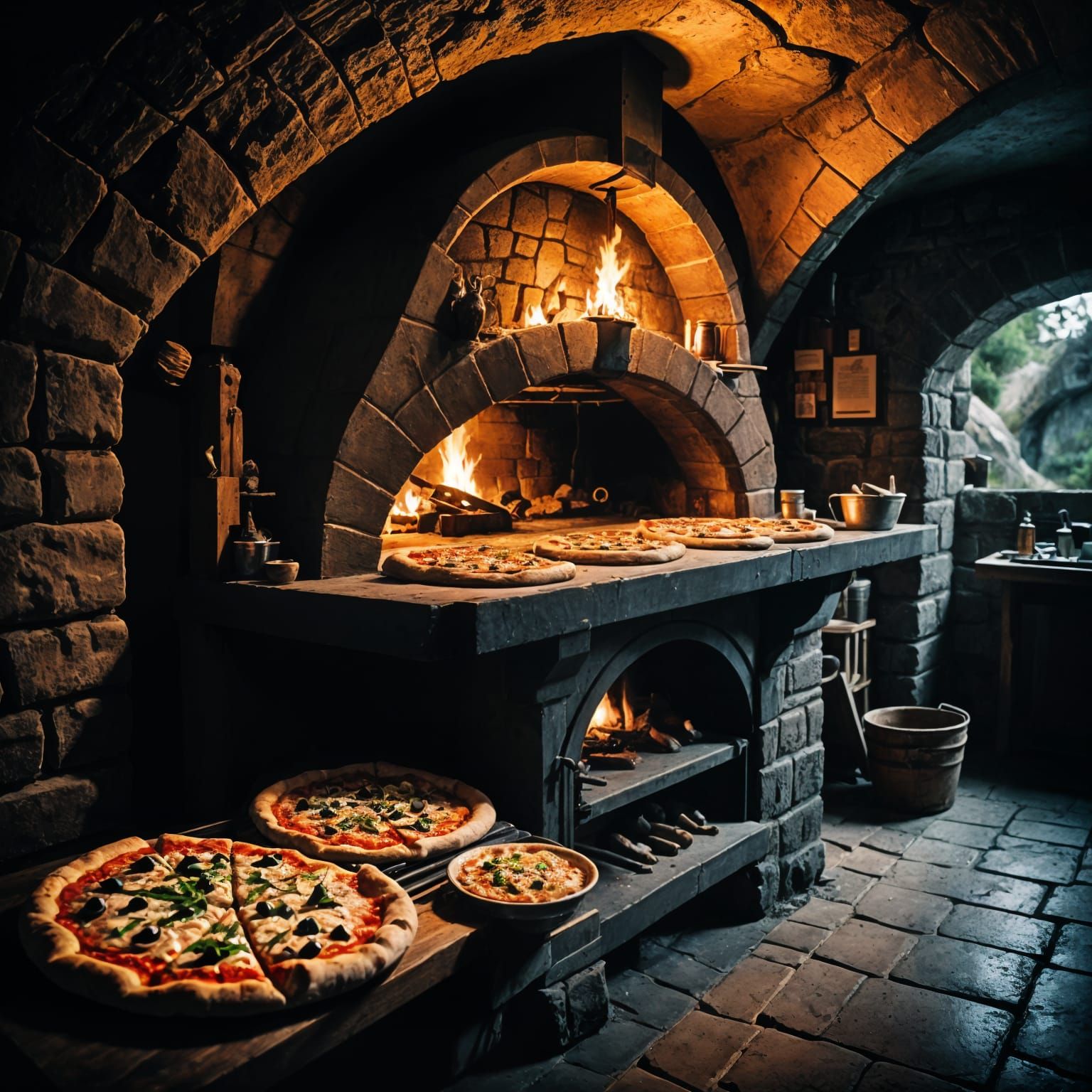 Pizza Rusticana in a medieval Italian village