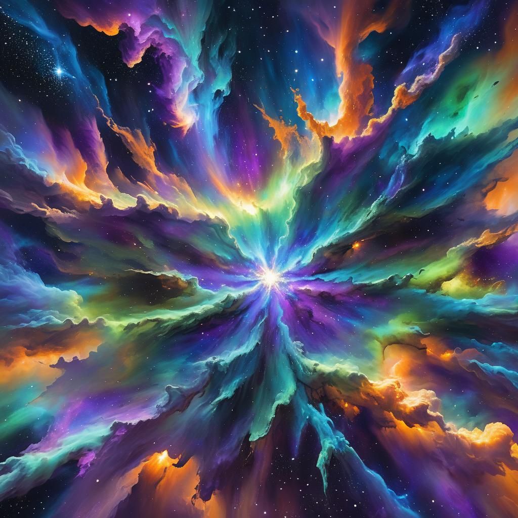 Shimmering Star in Cosmic Splash Art Nebula