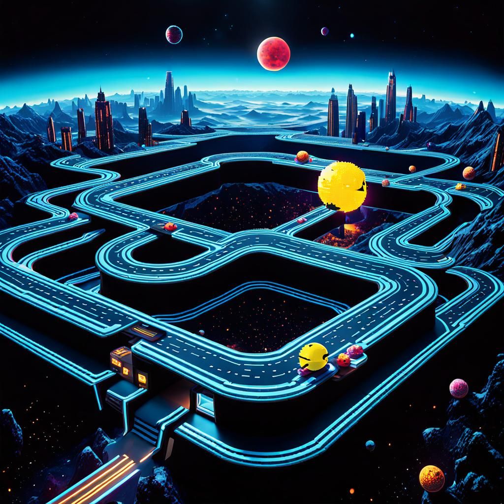 Pacman Eats Worlds: 3D Anime Pixel Art in Space