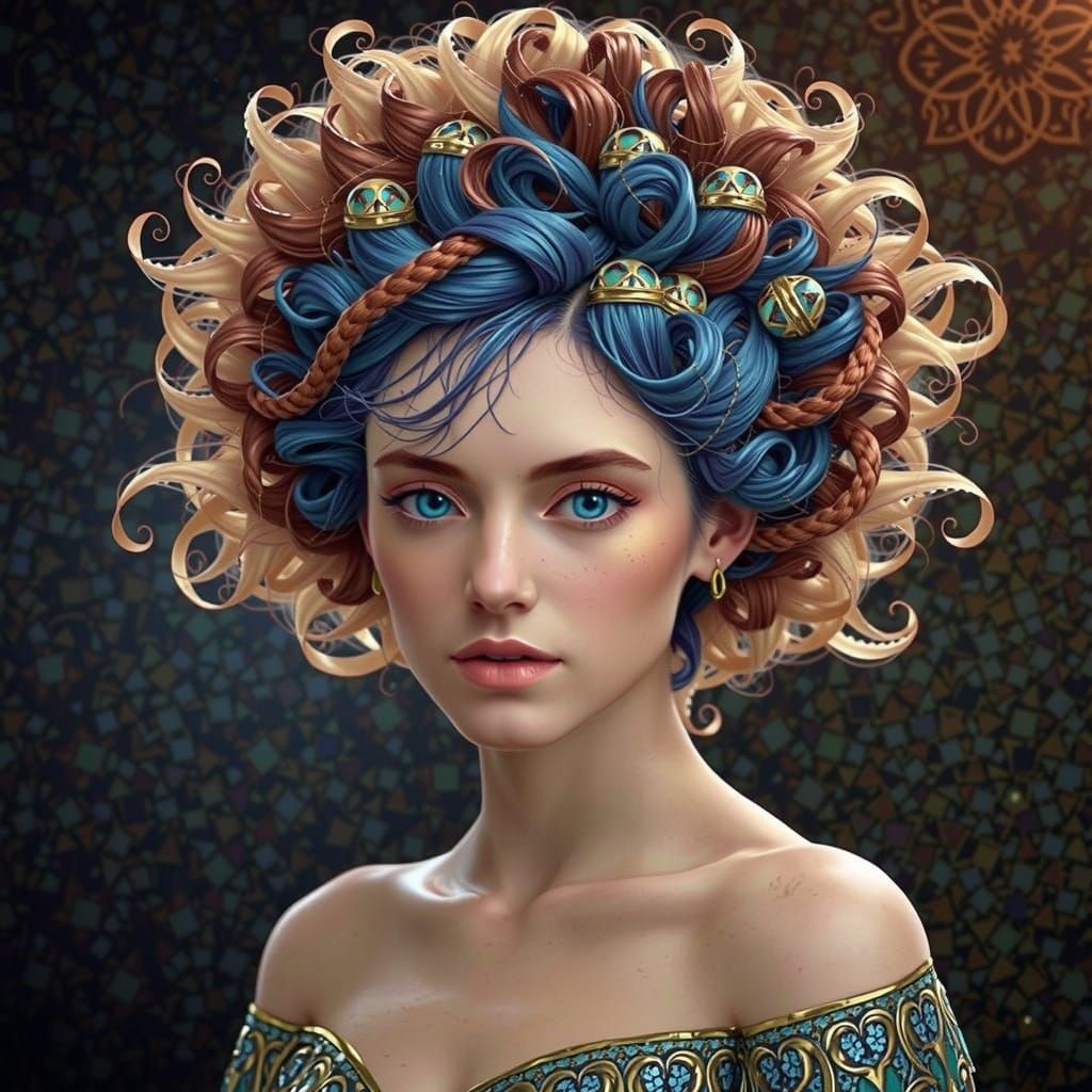 Hyper-Realistic Fractal Celtic Hair Mosaic