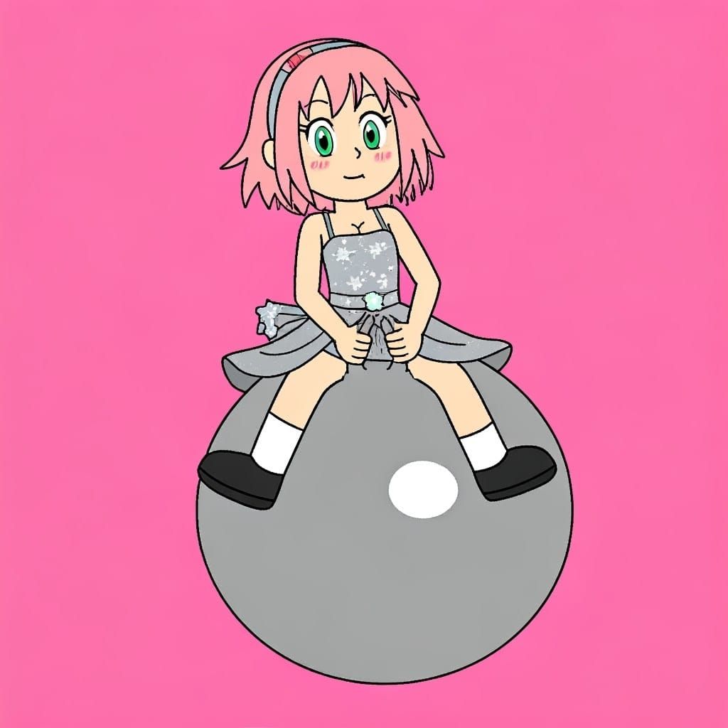 Magical Girl Bounces on Sparkling Star-Shaped Trampoline