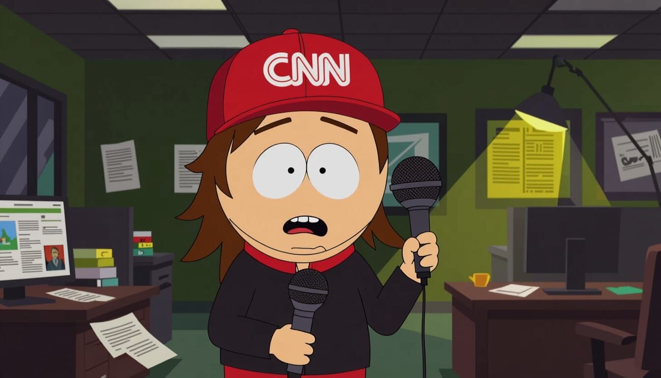 South Park Style CNN Reporter Parody Character