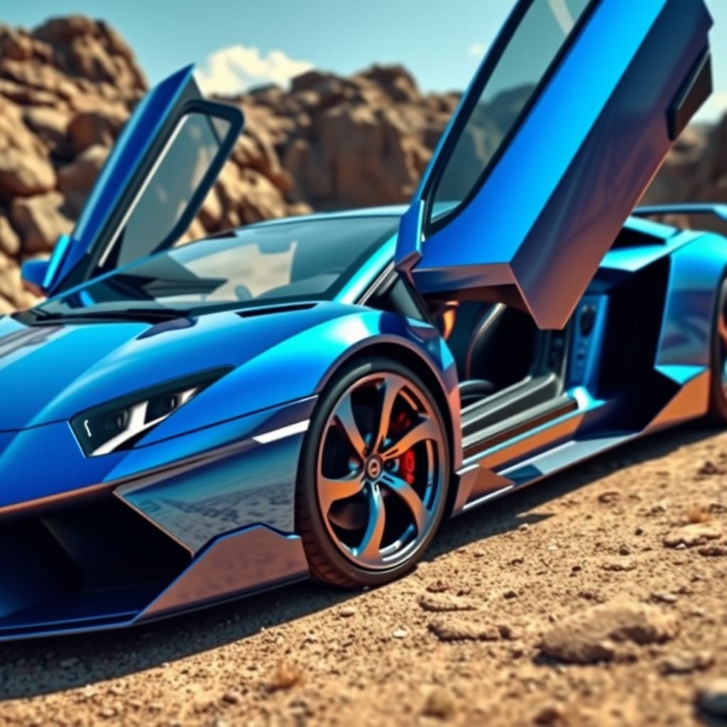 Lamborghini Unleashed: Luminous Blue Off-Road Legend