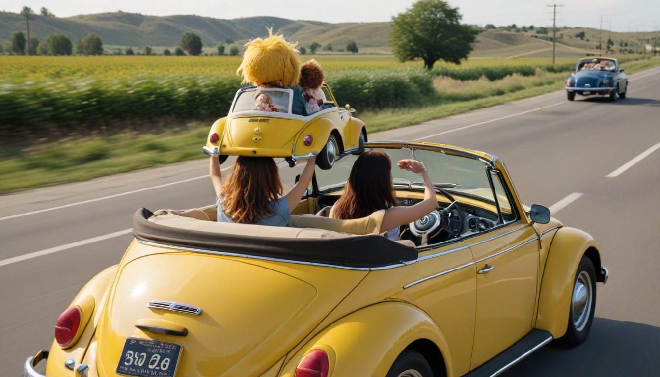 Joyride in a Vintage Yellow Convertible VW Bug
