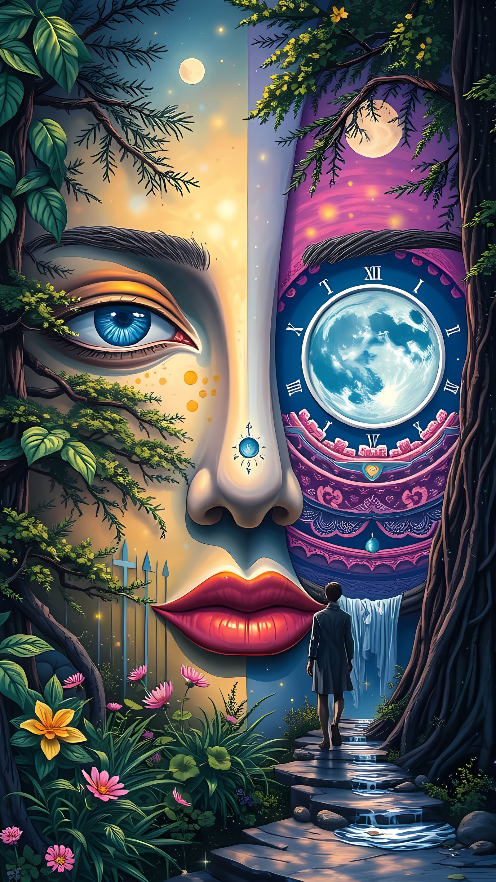 Ethereal Woman in Whimsical, Esoteric Landscape