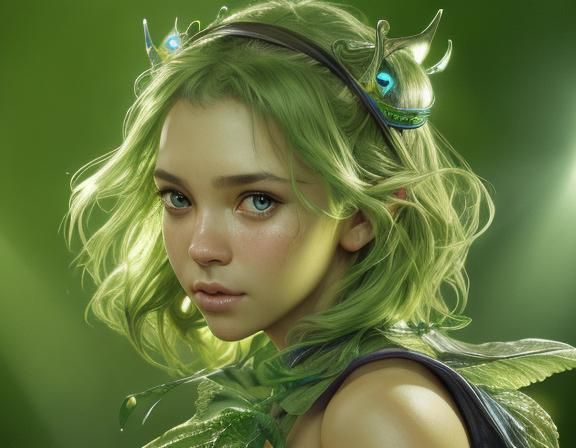 Frog Queen Portrait in Art Nouveau Style