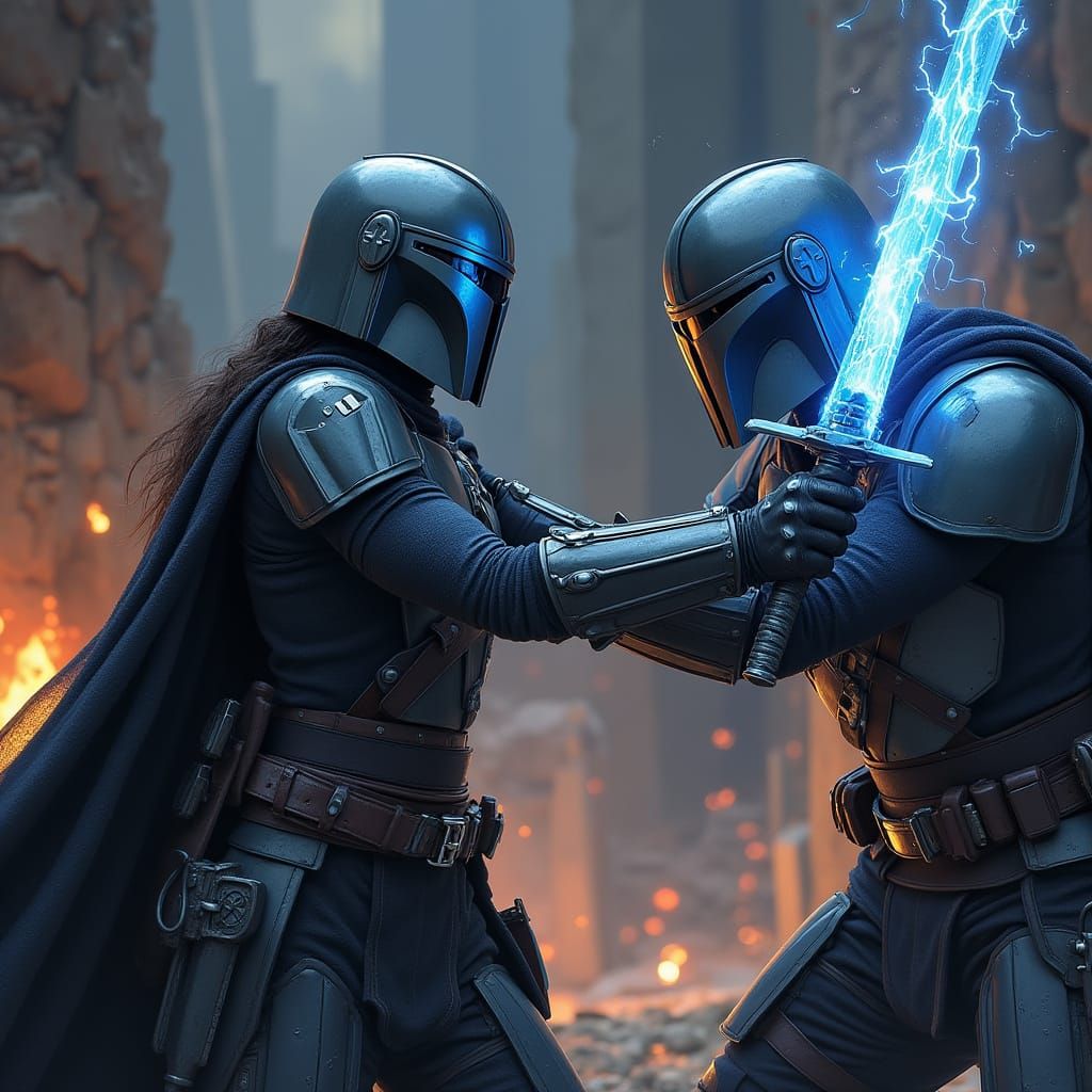 Dark Warrior Battles Mandalorian in Epic Duel