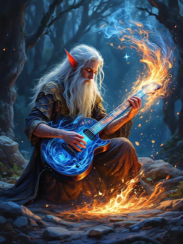 Ethereal Fantasy Guitar in Whirling Elements of Nature