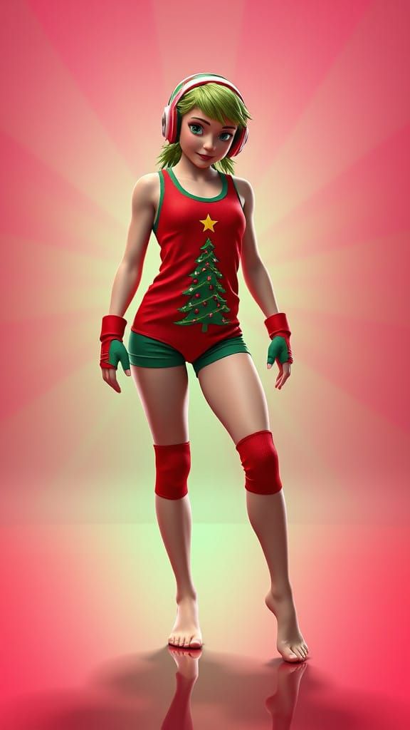 CGI Christmas Tree Wrestler in Vibrant 3D Art