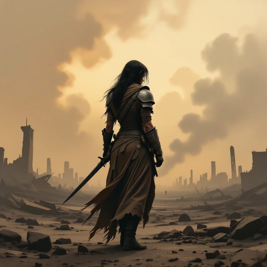 Post-Apocalyptic Warrior in Gritty Realism Style