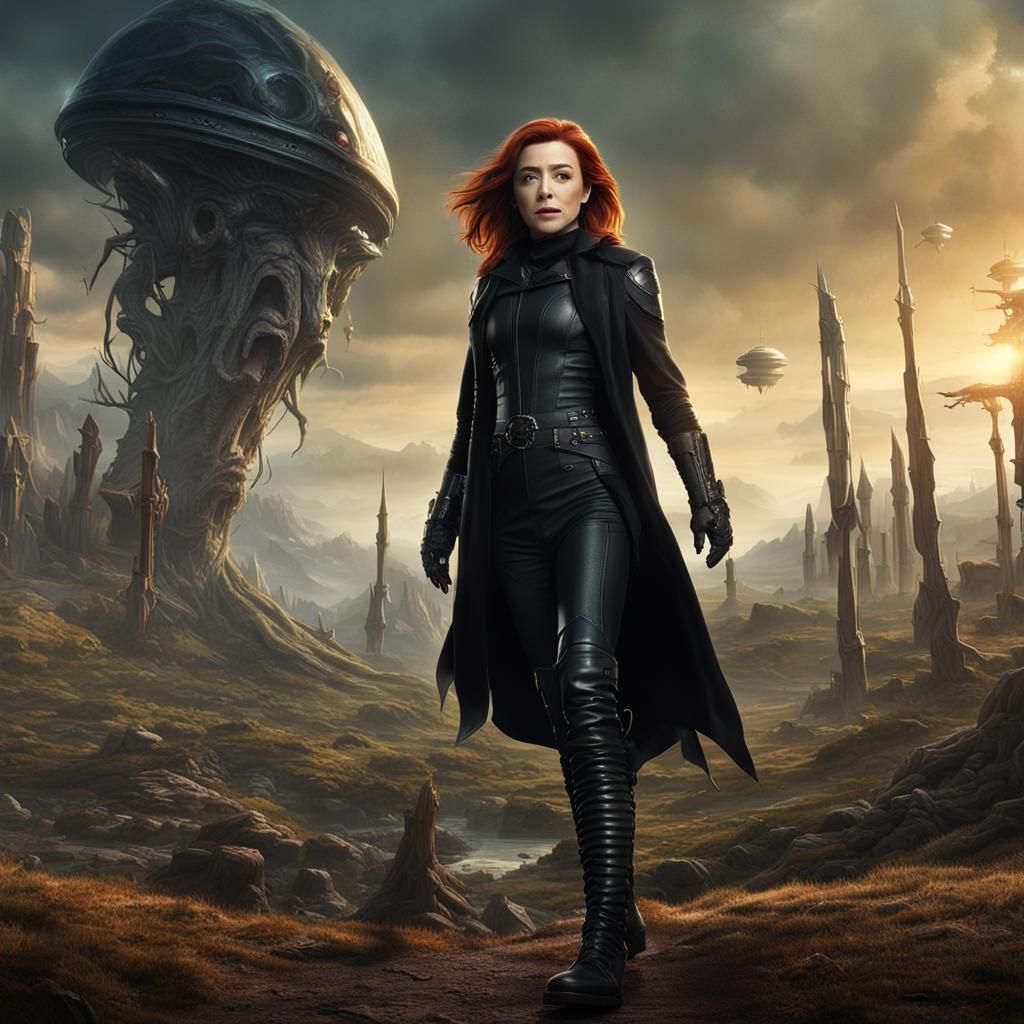 Alyson Hannigan as Leather-Clad Alien, Detailed Painting