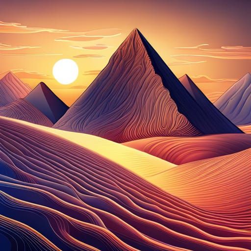 Ancient Egypt with Abstract Vector Fractal Elements