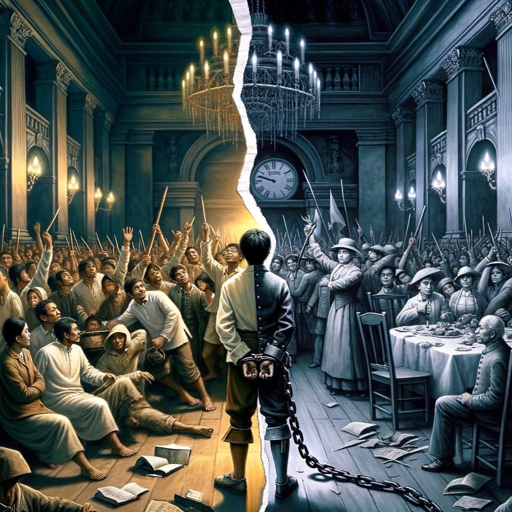 Rebellion Against Oppression in Dark, Earthy Tones