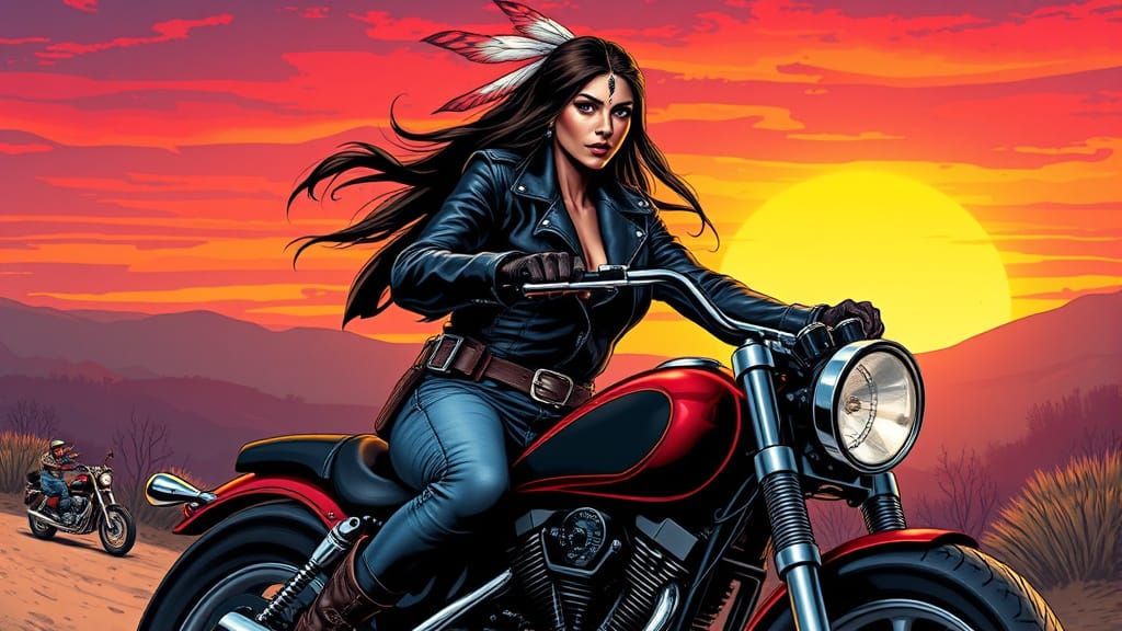 Native American Warrior Bounty Hunter in Comic Book Art