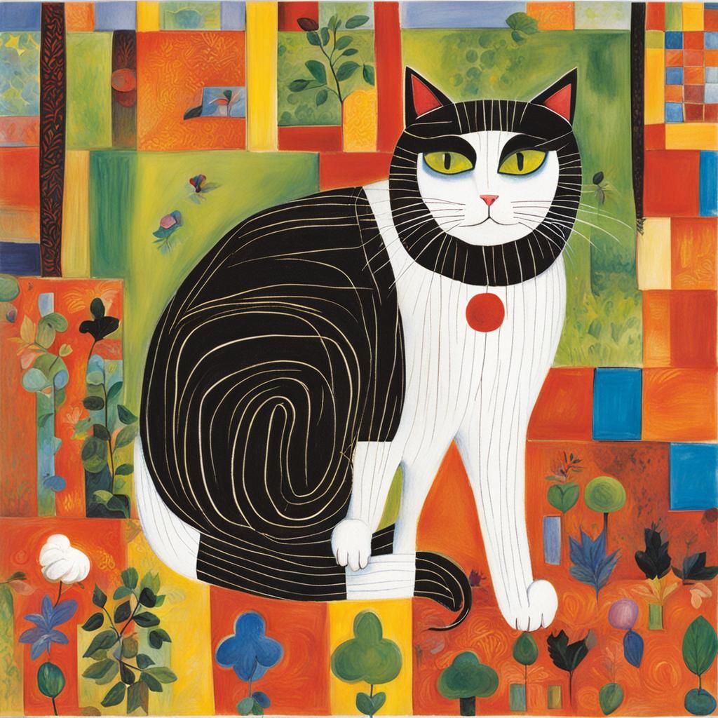 Whimsical Cat Illustration in Children's Book Style