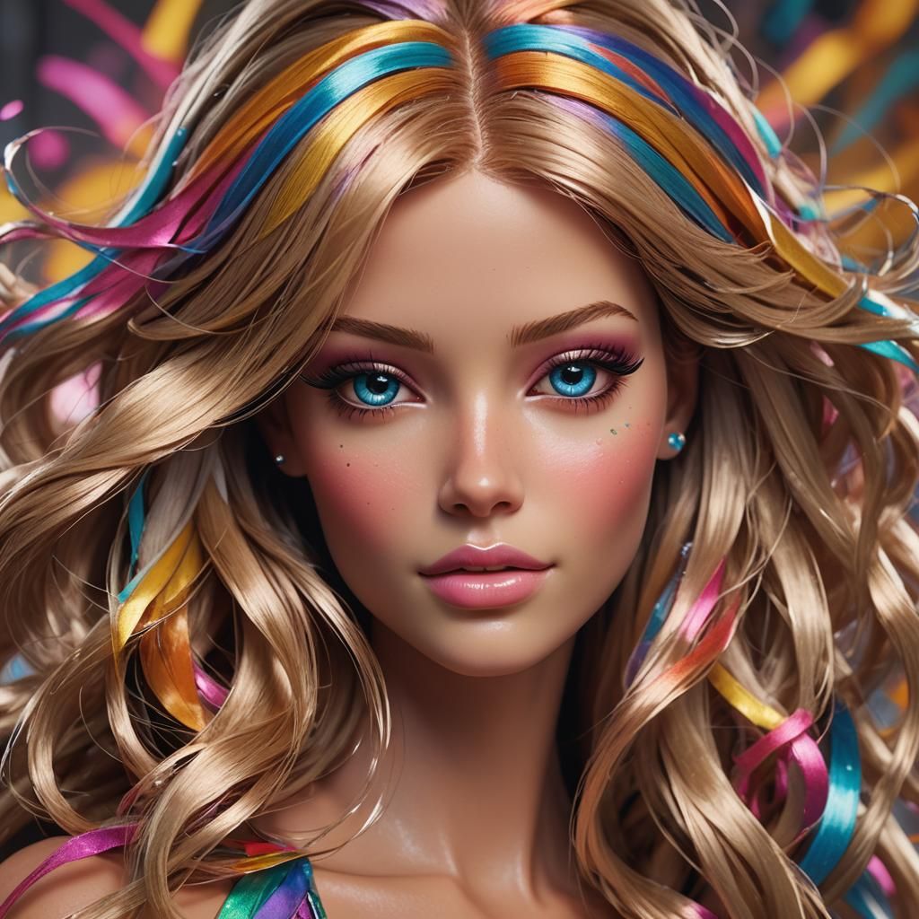 Hyperrealistic Barbie Portrait in Digital Art Style