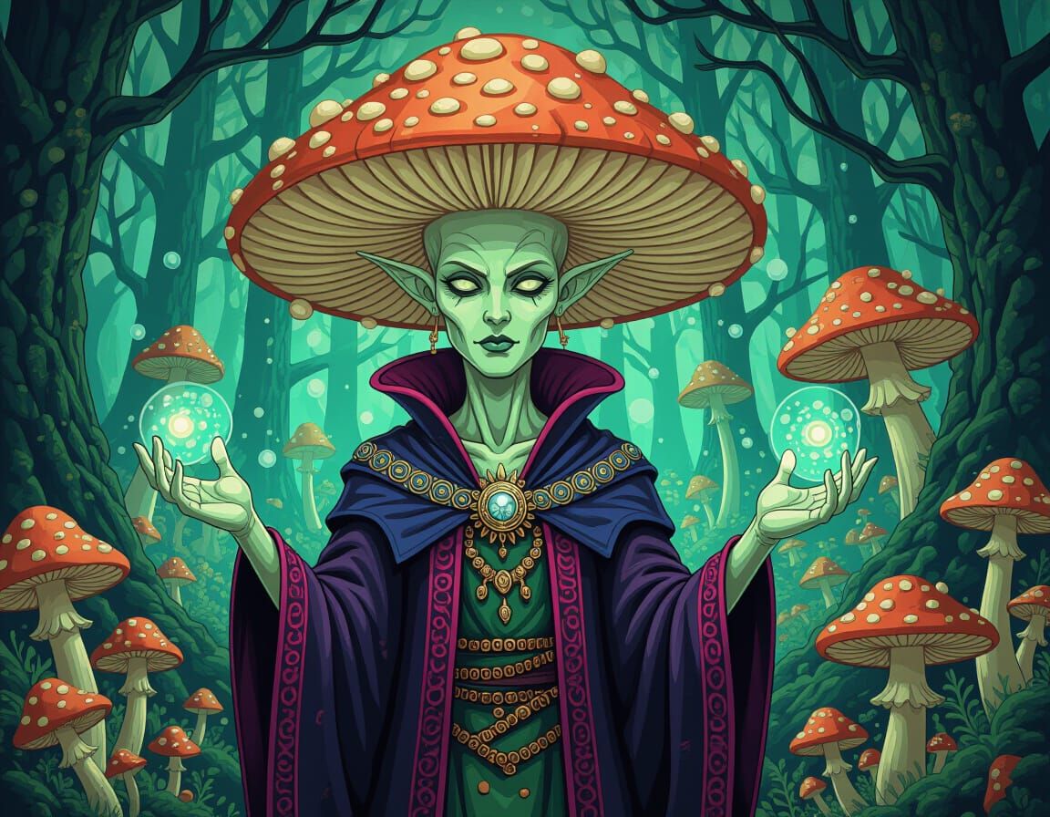 Fungal Overlord Spreading Psychic Spores: Abstract Art