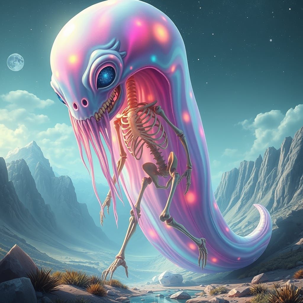 Iridescent Slime Giant in Surreal Ethereal Style