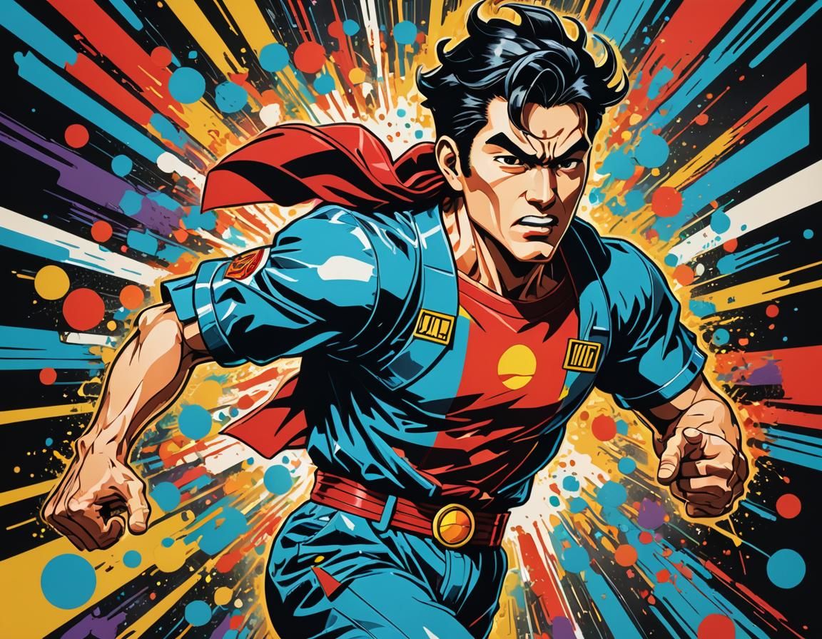 Pop Art Japanese Character Running Forward