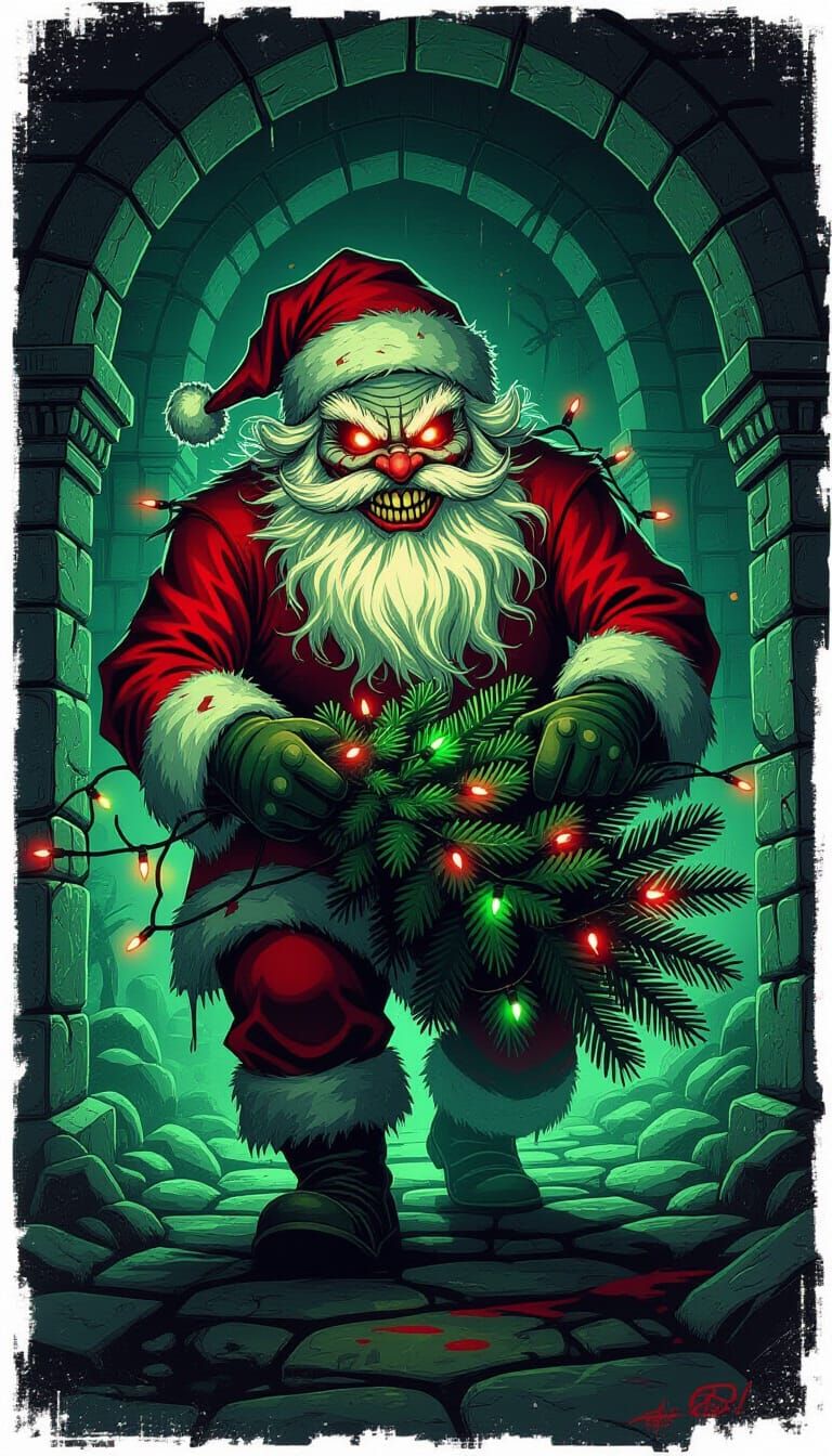 Gritty Father Christmas Troll Haunts Dark Crypt