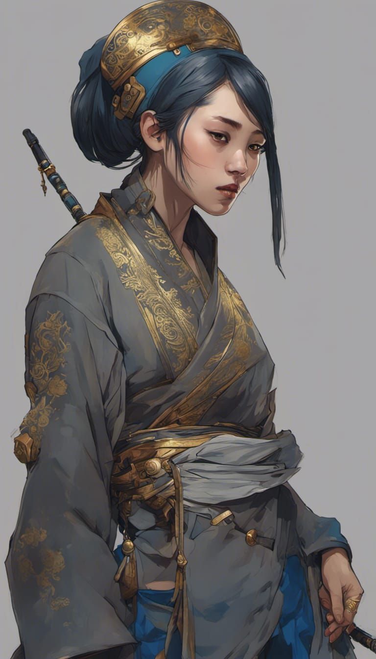 Vintagepunk Samurai Girl with Intricate Details