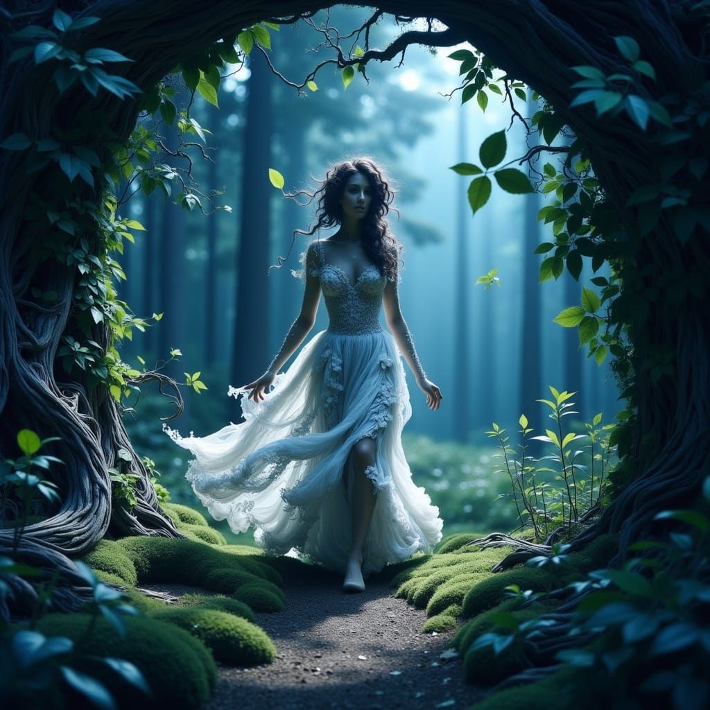 Scarlett O'Hara in Overgrown Garden, Dreamy Spectral Art