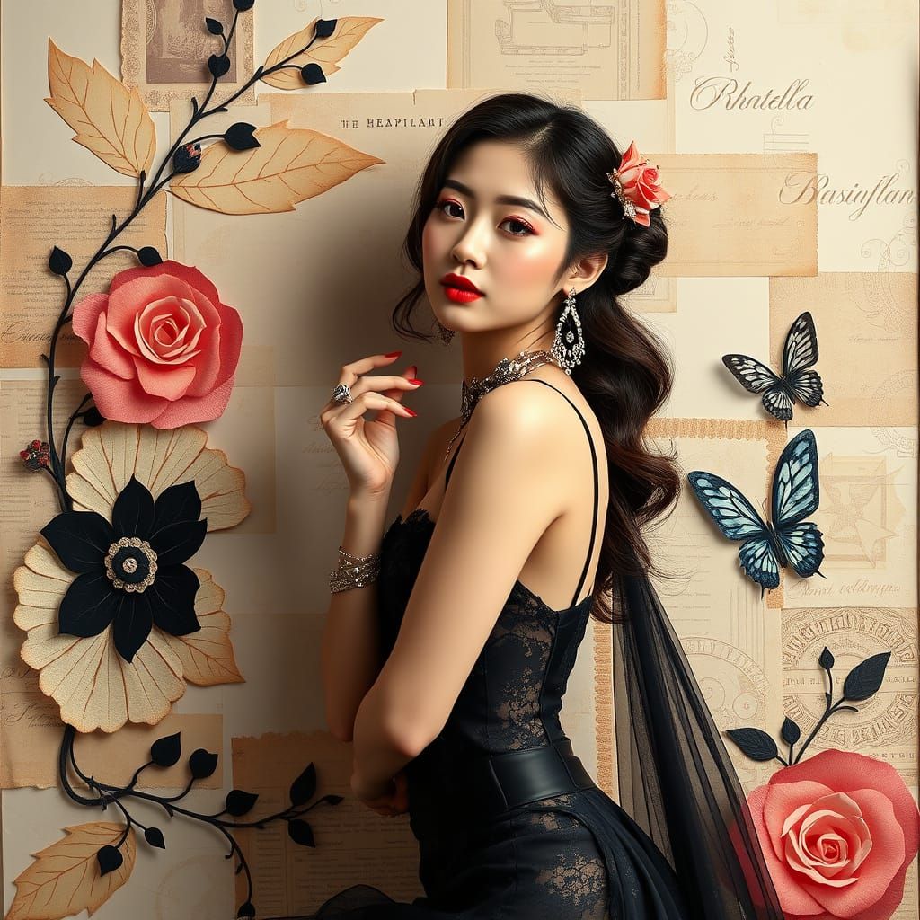 Kpop Idol in Decoupage Style