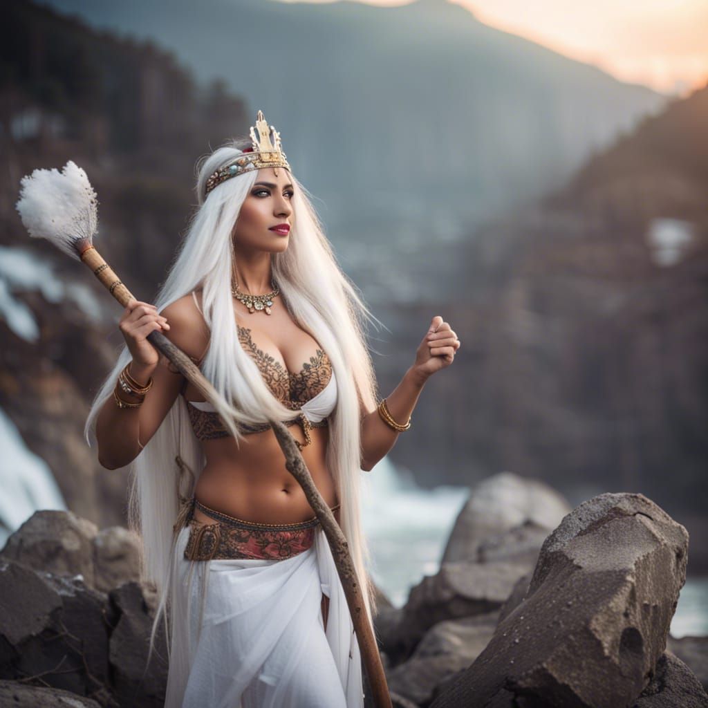 Majestic Mountain Goddess with Snow Bra and Rock Club