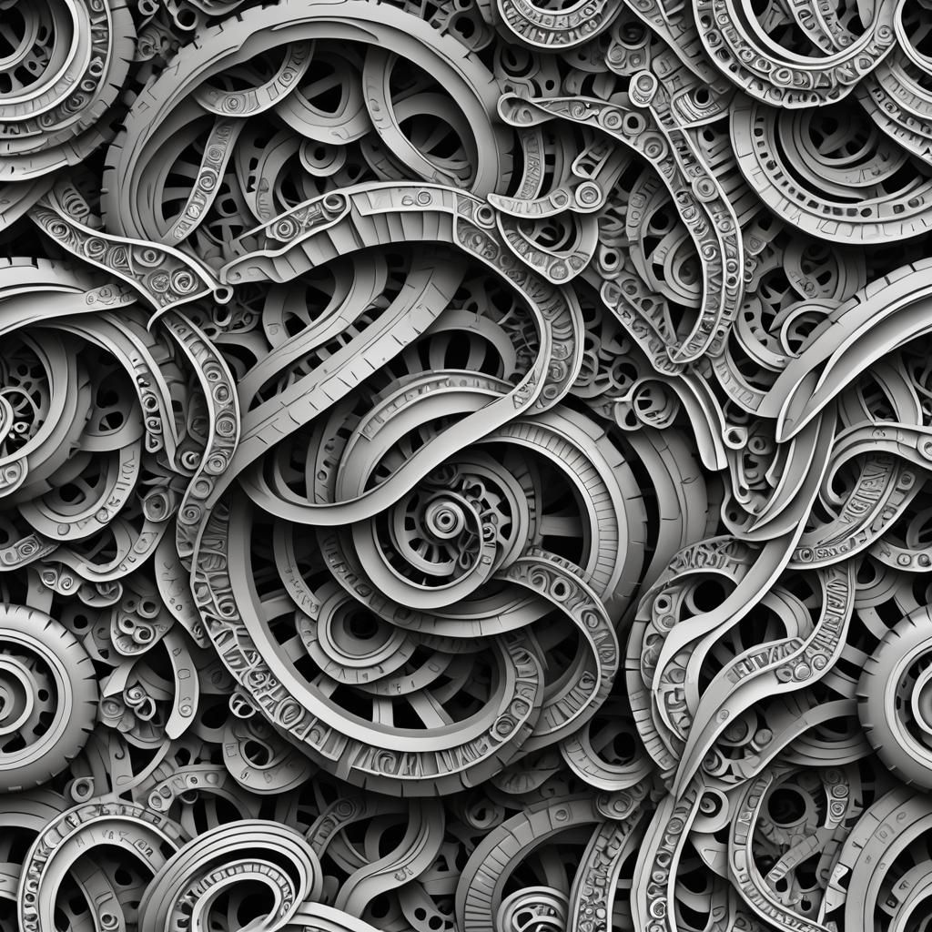 Abstract Fractal Spare Tires with 3D Shading