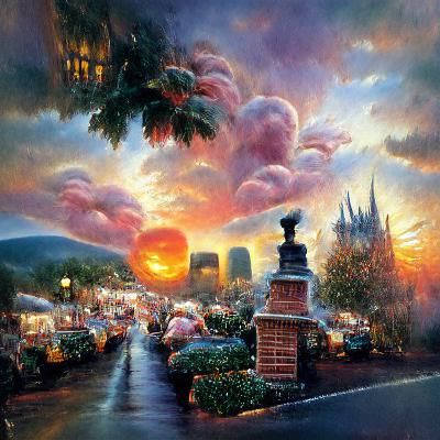 Sunset City in Luminist Style