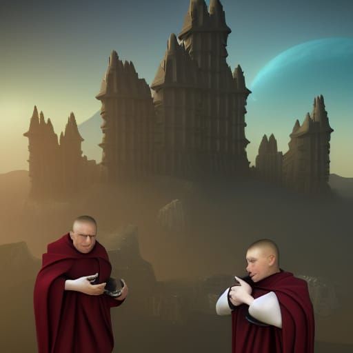 Sci-Fi Fortress World Parade of Monks and Cherubs