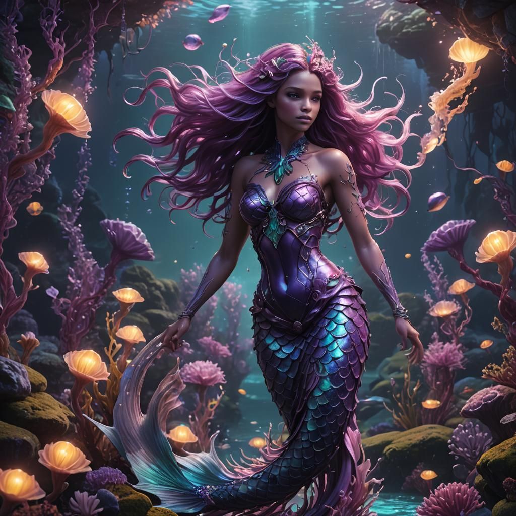 Bioluminescent Mermaid Fantasy Concept Art