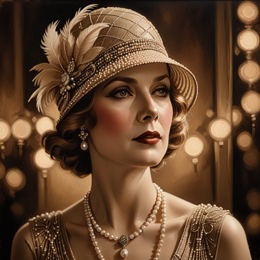 Flapper Portrait in Vintage Hollywood Style