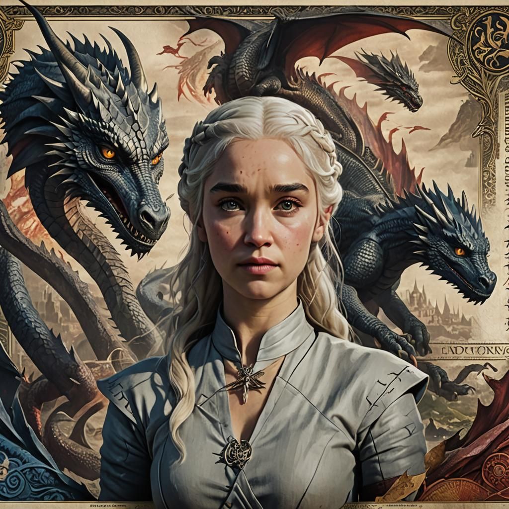 Daenerys Targaryen and Dragon Art Banknote